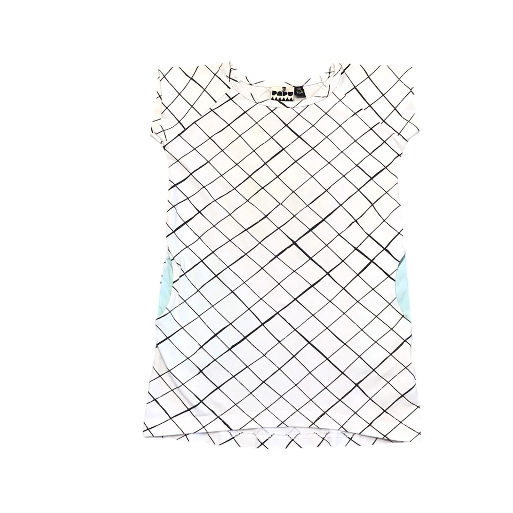 🆕 Organic White Checker Mint Pocket Girls Dress